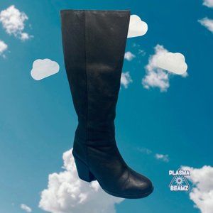 Maiden Lane Black Leather Knee High Boots 39